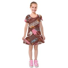 Sweet Food Seamless Pattern Kids  Short Sleeve Velvet Dress by Paksenen