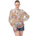 Pet Animal 02 High Neck Long Sleeve Chiffon Top View1