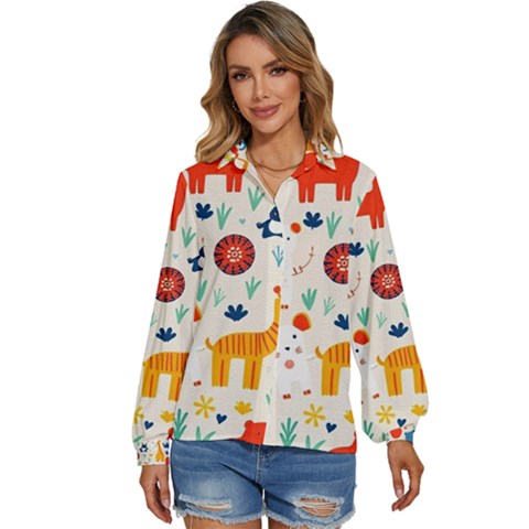 Pet Animal 03 Women s Long Sleeve Button Up Shirt by myclothy