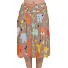 Pet Animal 05 Velvet Flared Midi Skirt by myclothy