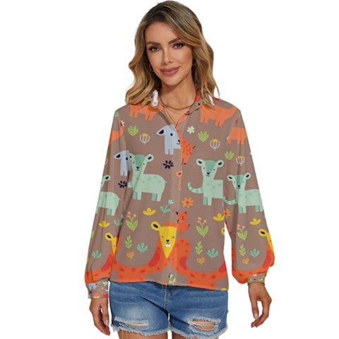 Pet Animal 05 Women s Long Sleeve Button Up Shirt by myclothy