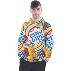 Colorful City Life Horizontal Seamless Pattern Urban City Men s Pullover Hoodie by Bedest