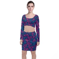 Summer Pineapples Long Sleeve Crop Top & Bodycon Skirt Set by Paksenen