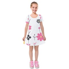  Minimalist Pattern With Simple Lines,flower And Shapes, Creating A Clean And Modern Kids  Short Sleeve Velvet Dress by myclothy