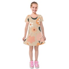 Minimalist Pattern With Simple Lines,flower And Shapes, Creating A Clean And Modern Kids  Short Sleeve Velvet Dress by myclothy