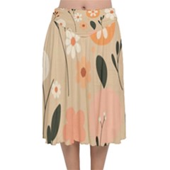 Minimalist Pattern With Simple Lines,flower And Shapes, Creating A Clean And Modern Velvet Flared Midi Skirt by myclothy