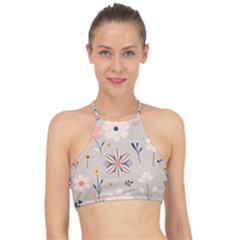  Minimalist Pattern With Simple Lines,flower And Shapes, Creating A Clean And Modern Halter Bikini Top by myclothy