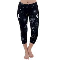 Cosmic Black Space Star Capri Winter Leggings  by Ndabl3x