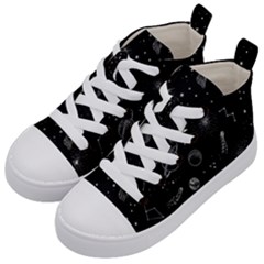 Cosmic Black Space Star Kids  Mid-top Canvas Sneakers