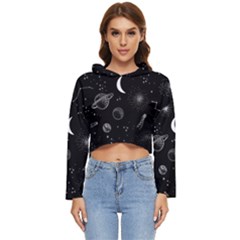 Cosmic Black Space Star Women s Lightweight Cropped Hoodie