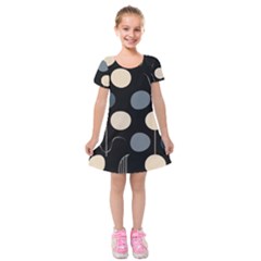 A Minimalist Pattern With Simple Lines And Shapes, Creating A Clean And Modern Aesthetic 03 Kids  Short Sleeve Velvet Dress by myclothy