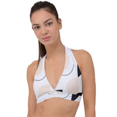 A Minimalist Pattern With Simple Lines And Shapes, Creating A Clean And Modern Aesthetic 05 Halter Plunge Bikini Top by myclothy