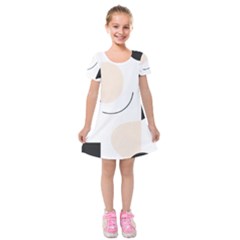 A Minimalist Pattern With Simple Lines And Shapes, Creating A Clean And Modern Aesthetic 05 Kids  Short Sleeve Velvet Dress by myclothy