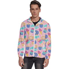 Ice Cream Donut Sweets Candie Men s High Neck Windbreaker by Apenda