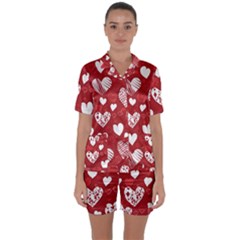 Valentine Satin Short Sleeve Pajamas Set by pollyparadiseartshop