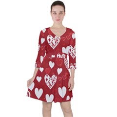 Valentine Quarter Sleeve Ruffle Waist Dress by pollyparadiseartshop