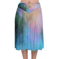 Smokescreen Velvet Flared Midi Skirt by pollyparadiseartshop