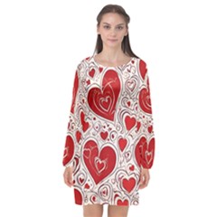 Be My Valentine Long Sleeve Chiffon Shift Dress  by pollyparadiseartshop