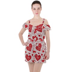 Be My Valentine Ruffle Cut Out Chiffon Playsuit by pollyparadiseartshop