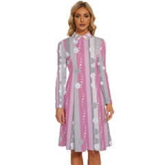 Candy Long Sleeve Shirt Collar A-line Dress by pollyparadiseartshop