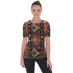 Tribal Chic Shoulder Cut Out Short Sleeve Top by pollyparadiseartshop