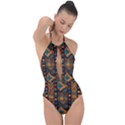 Tribal Chic Plunge Cut Halter Swimsuit View1