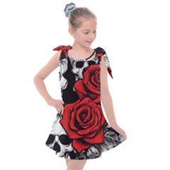 Roses And Skulls Kids  Tie Up Tunic Dress by pollyparadiseartshop