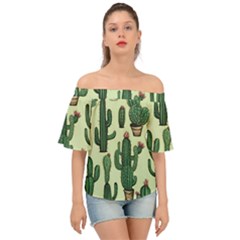 Cactus  Off Shoulder Short Sleeve Top by pollyparadiseartshop