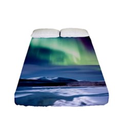 Northern Lights Aurora Night Nature Fitted Sheet (full/ Double Size) by Posterlux