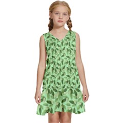 Leaves Pattern Texture Seamless Kids  Sleeveless Tiered Mini Dress by Hannah976