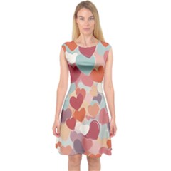 Valentines Day Hearts Romance Love Capsleeve Midi Dress by Posterlux