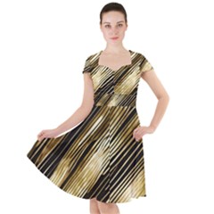 Gold Rush Cap Sleeve Midi Dress With Pockets by pollyparadiseartshop