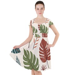 Leaves Autumn Cap Sleeve Midi Dress With Pockets by Salmanaz77