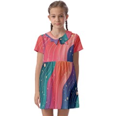 Art Abstract Pattern Kids  Asymmetric Collar Dress by Salmanaz77