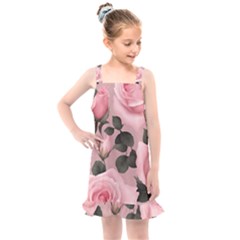 Pink Roses Kids  Overall Dress by pollyparadiseartshop