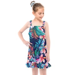 Hawaiian Flowers Hawaii Kids  Overall Dress by Cemarart