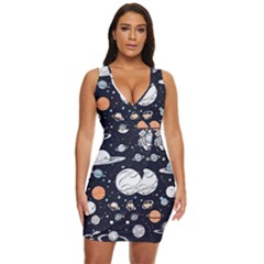 Space Galaxy Universe Stars Sky Draped Bodycon Dress by Paksenen