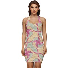 Abstract Pattern Design Scrapbooking Sleeveless Wide Square Neckline Ruched Bodycon Dress by Paksenen