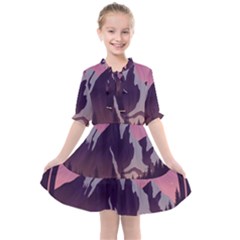 Mountain Night Crescent Moon Kids  All Frills Chiffon Dress by Bedest