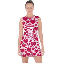 Hearts Valentine Pattern Seamless Lace Up Front Bodycon Dress by Bedest