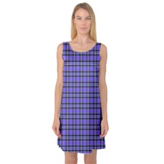 Blue Tartan Plaid 1 Sleeveless Satin Nightdress by dressshop