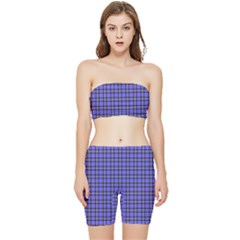 Blue Tartan Plaid 1 Stretch Shorts And Tube Top Set by dressshop