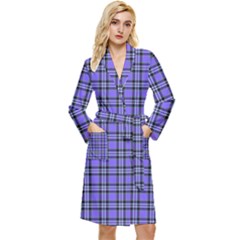 Blue Tartan Plaid 1 Long Sleeve Velvet Robe by dressshop