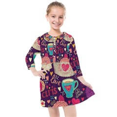 Collage Worx Black Collage Cupcake Eifel Tower Fireworks Paris Kids  Quarter Sleeve Shirt Dress by Grandong