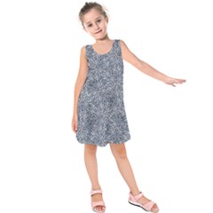 Blue Ornament Complex Mosaic Print Pattern Kids  Sleeveless Dress by dflcprintsclothing