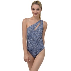 Blue Ornament Complex Mosaic Print Pattern To One Side Swimsuit by dflcprintsclothing