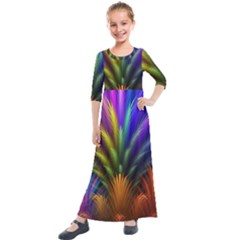 Abstract Colors - , Abstract Colors Kids  Quarter Sleeve Maxi Dress by kyorashop23