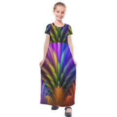 Abstract Colors - , Abstract Colors Kids  Short Sleeve Maxi Dress by kyorashop23