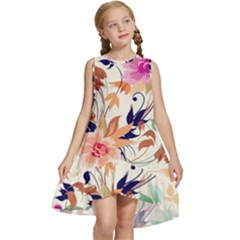 Abstract Floral Background Kids  Frill Swing Dress by kyorashop23