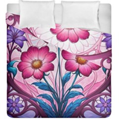 Fantasy Pink Flowers Stained Glass Duvet Cover Double Side (king Size) by Grandong